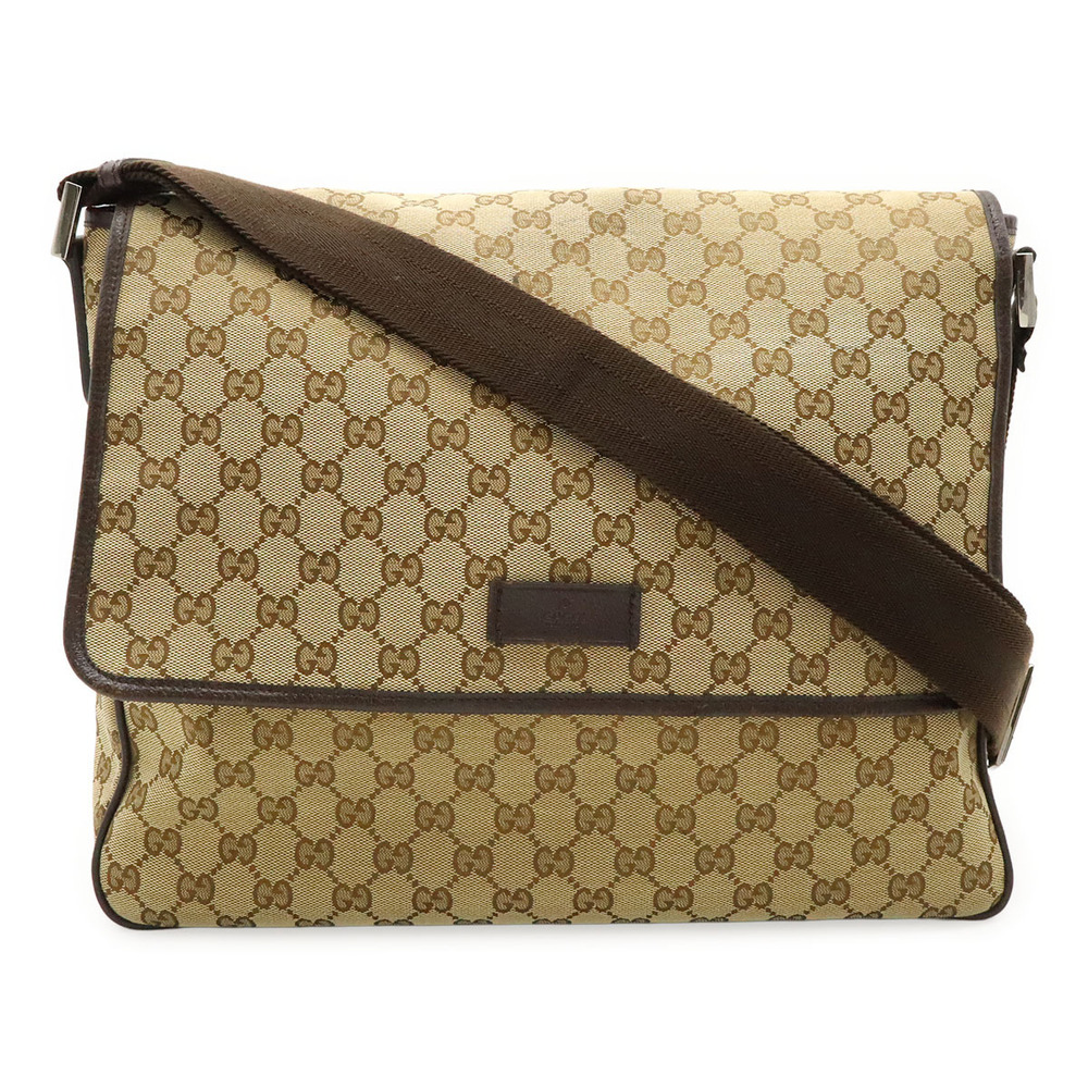 Gucci GG Canvas Crossbody Bag Messenger Beige Brown Cream